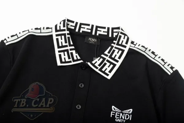 Fendi Ff Logo Collar Polo White Polo Shirt - 10