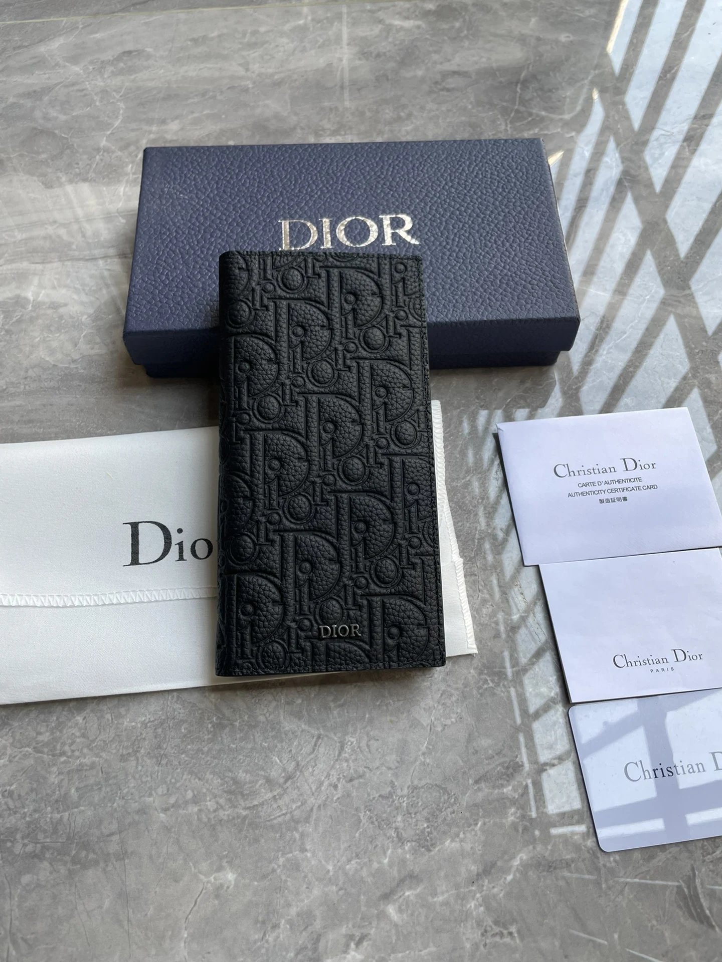 Dior Black Embossed Long Wallet - 146093