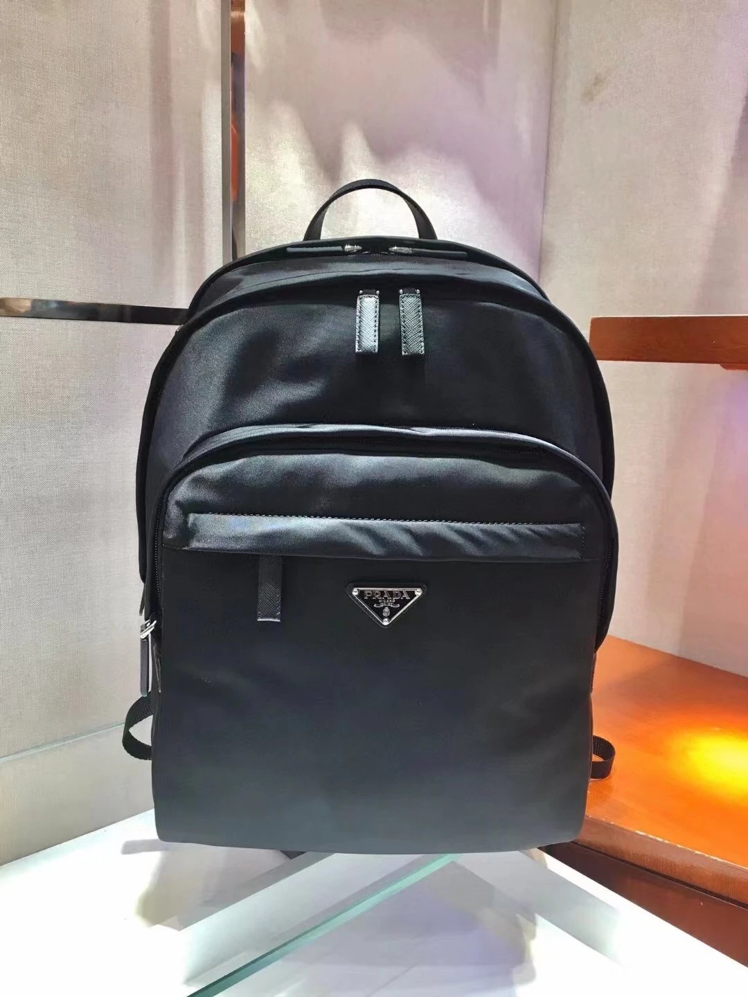 Prada Black Front-Zip Backpack - 146048