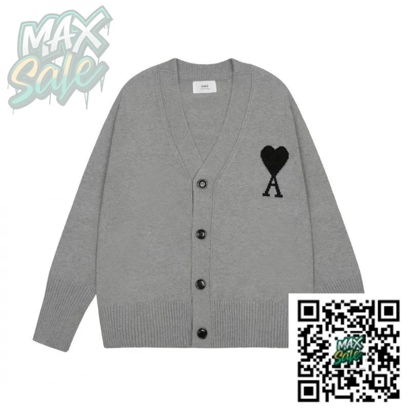 AMIIDM AMIIDM Grey Cardigan with Black Heart Logo Grey