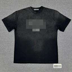 thumbnail for Niche trendy brand gradient letter distressed wash short sleeve t-shirt men's American high street retro loose hip-hop top