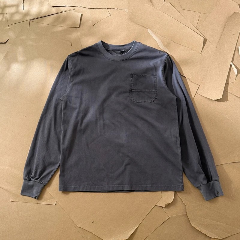 Classic Pocket Garment Dyed Vintage Wash Long Sleeve Tee photo 2