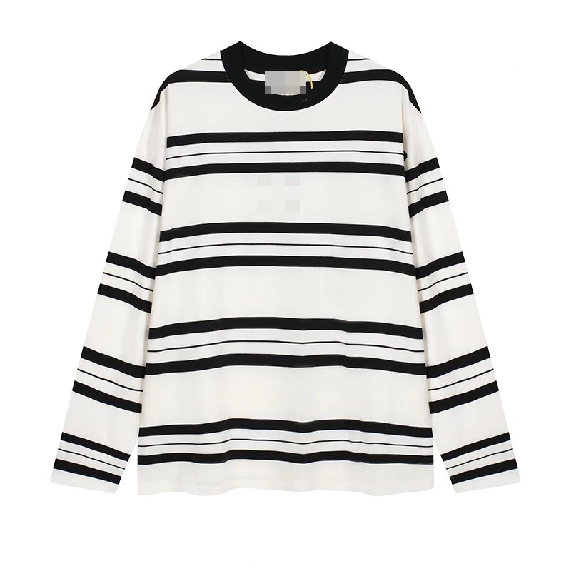 M6 niche design, new spring/summer product, round neck, lazy style, black and white color striped long sleeved