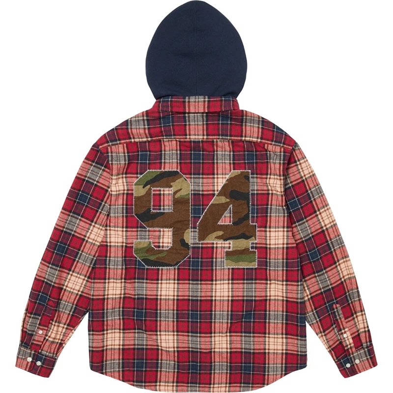Appliqué Hooded Flannel Shirt