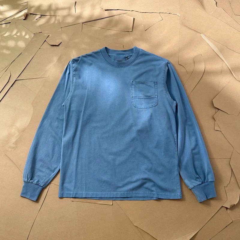 Classic Pocket Garment Dyed Vintage Wash Long Sleeve Tee photo 3