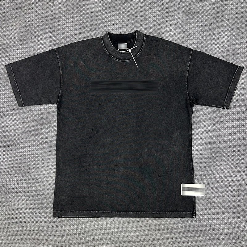 Distressed Short Sleeve T-Shirt with Sticker Logo