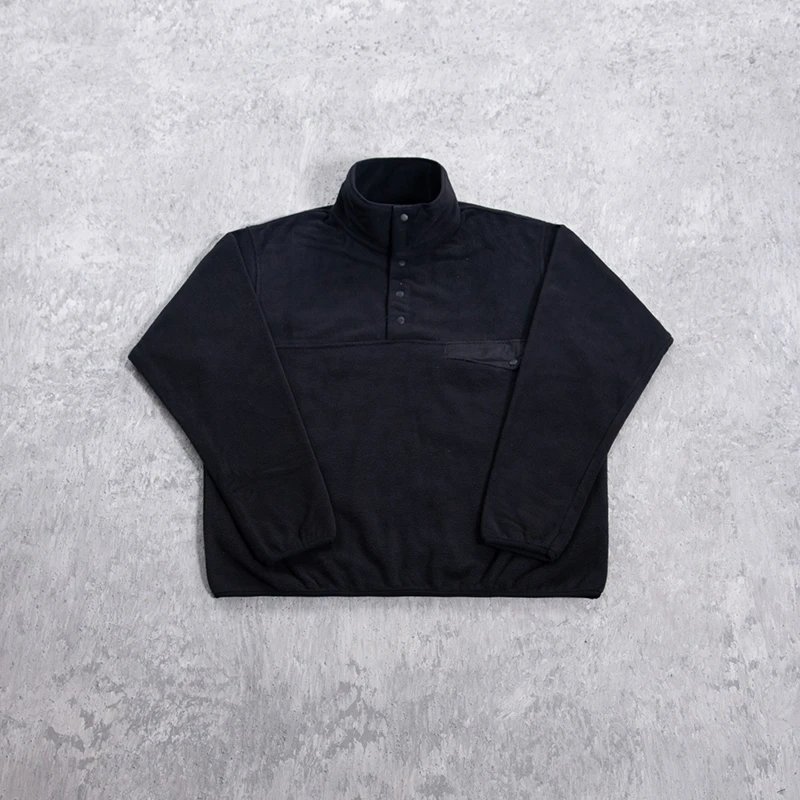 Fleece Button Stand Collar Jacket photo 2