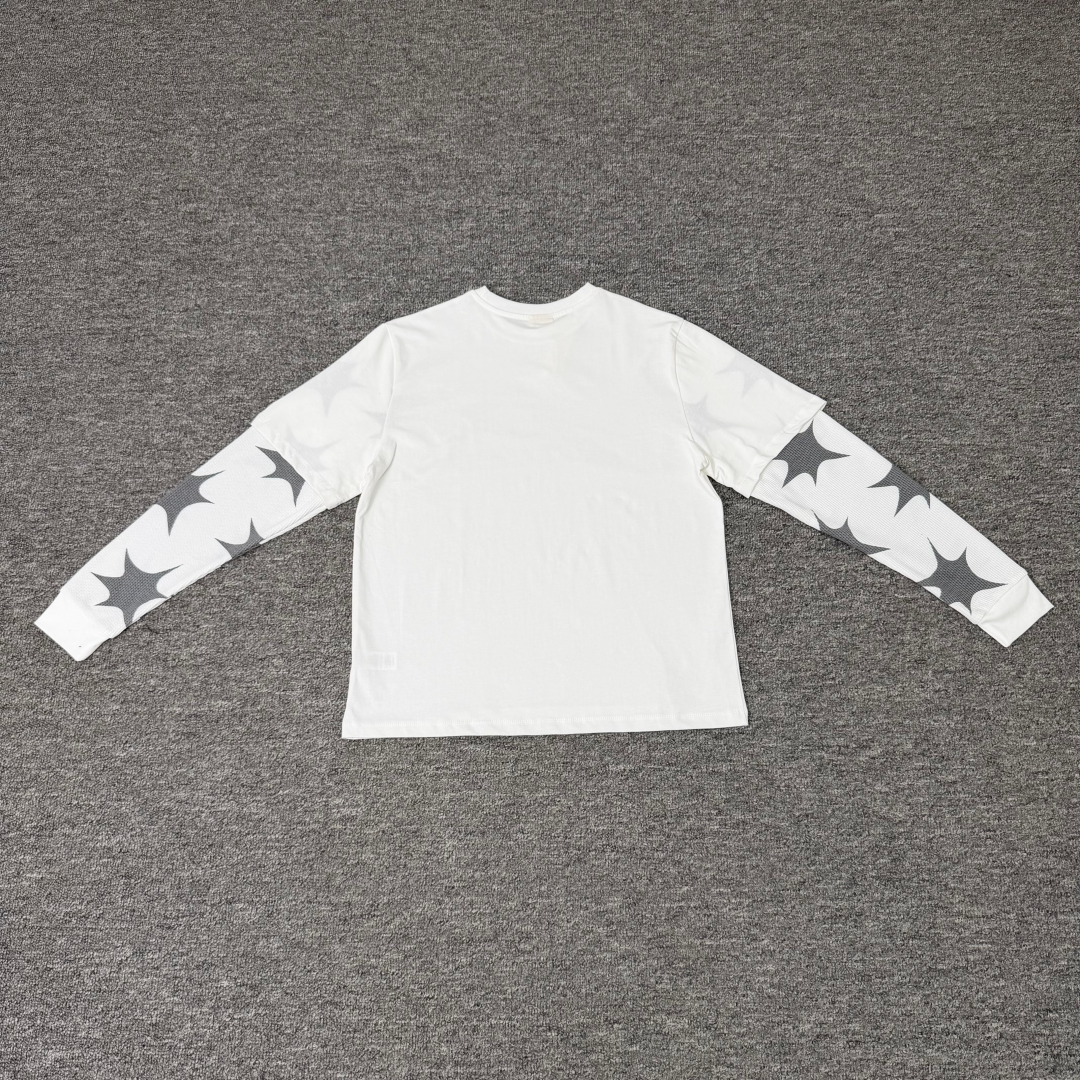 Star Print Fake Two-Piece Long Sleeve