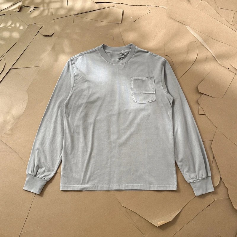 Classic Pocket Garment Dyed Vintage Wash Long Sleeve Tee photo 5