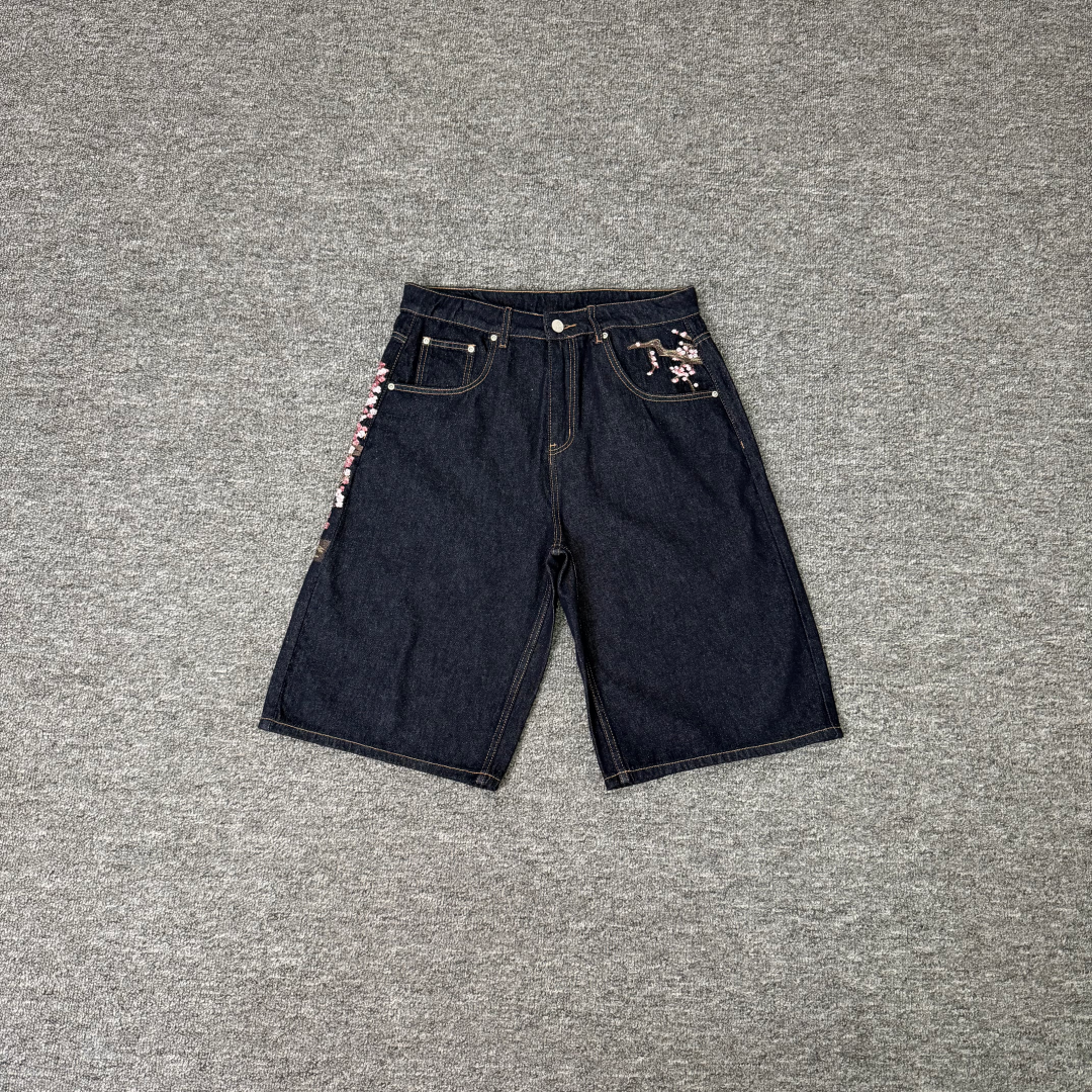 Sakura Navy Denim Shorts