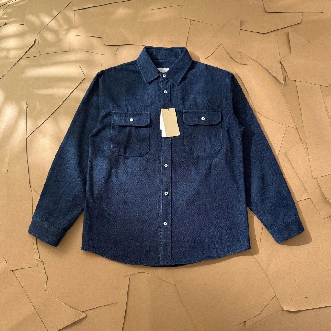 Two-Pocket Washed Denim Work Shirt photo 4