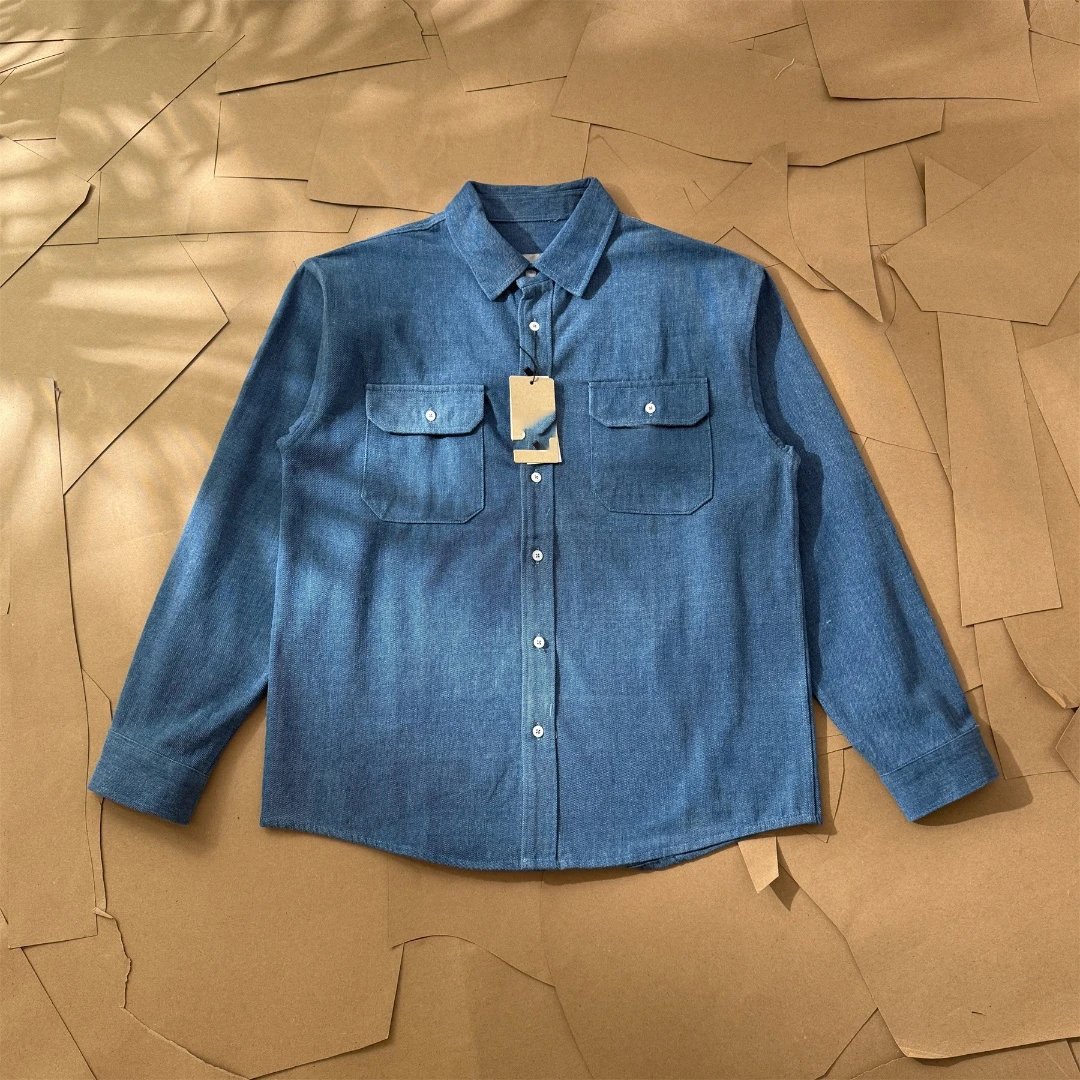 Two-Pocket Washed Denim Work Shirt photo 2