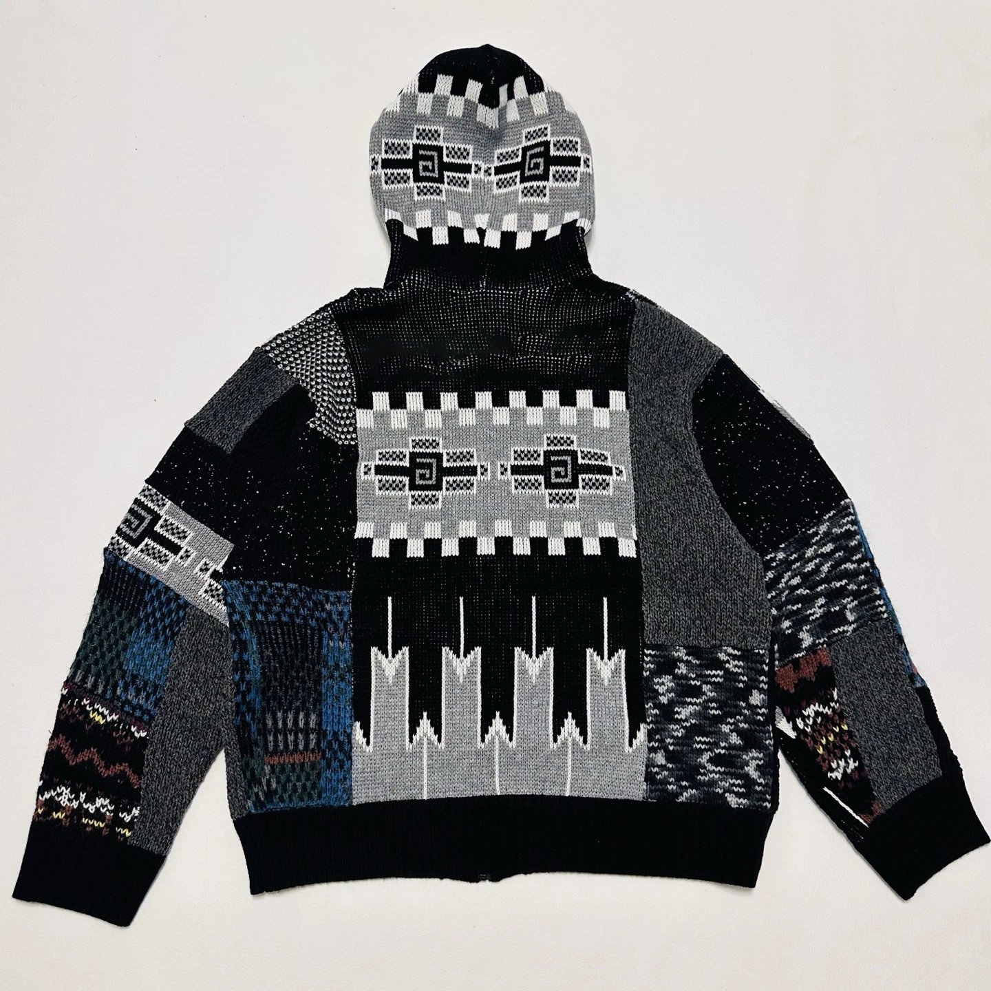 Patchwork Zip Up Sweater