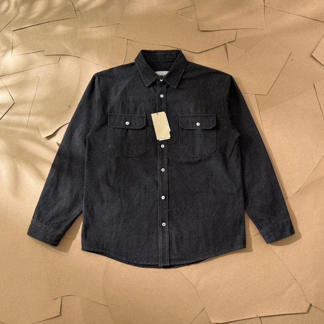 Two-Pocket Washed Denim Work Shirt photo 3