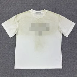 thumbnail for Niche trendy brand gradient letter distressed wash short sleeve t-shirt men's American high street retro loose hip-hop top