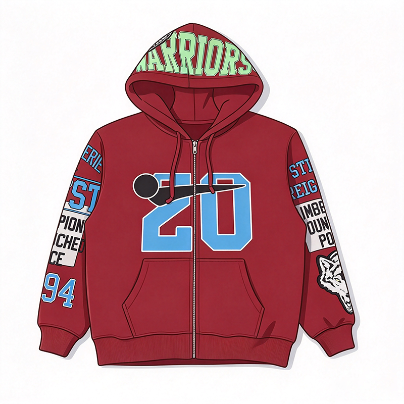 Warriors Appliqué Zip Up Hooded Sweatshirt photo 3