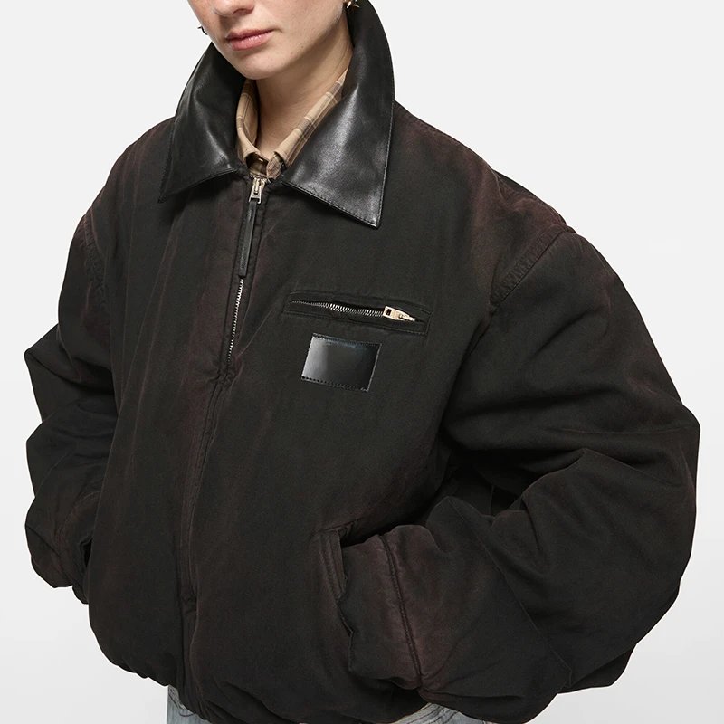 AC Distressed Collar Quilted Jacket