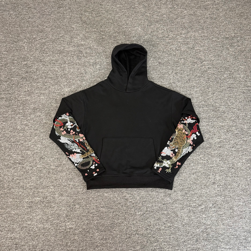 Dragon & Tiger Embroidered French Terry Hoodie