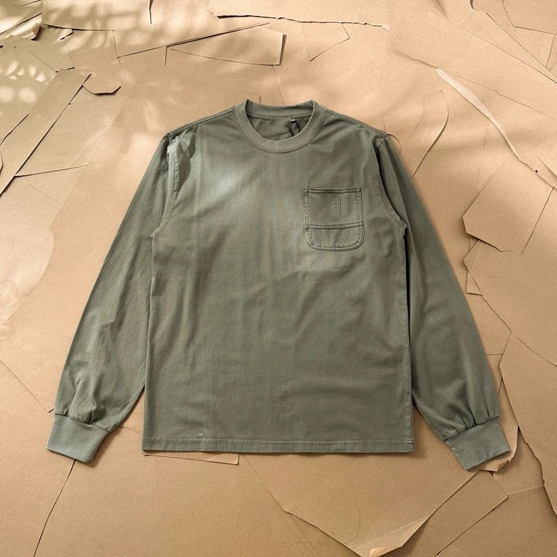 Classic Pocket Garment Dyed Vintage Wash Long Sleeve Tee photo 4