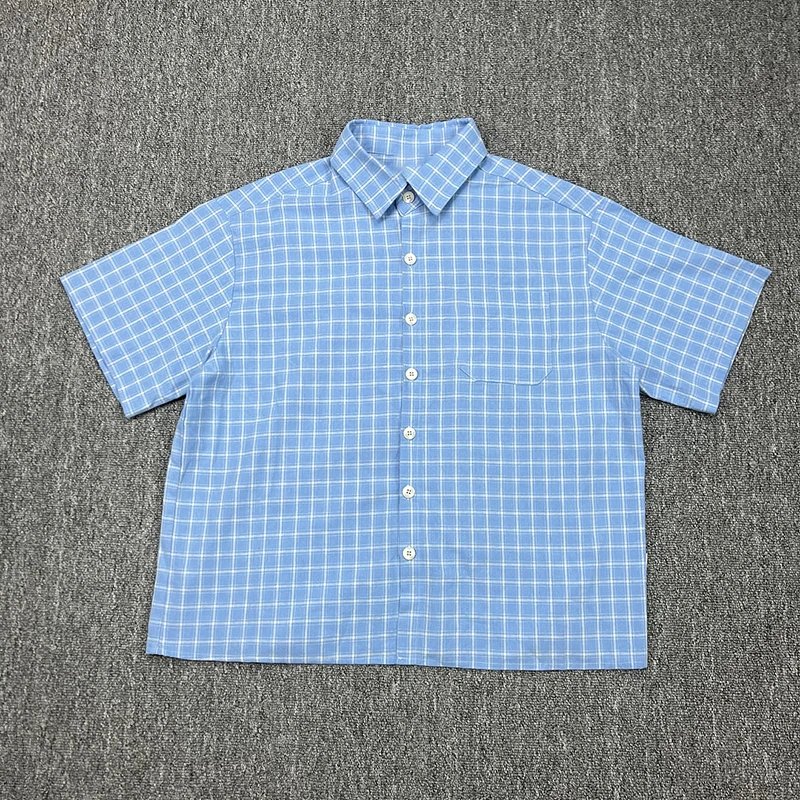 Sky-Blue Short-Sleeve Shirt