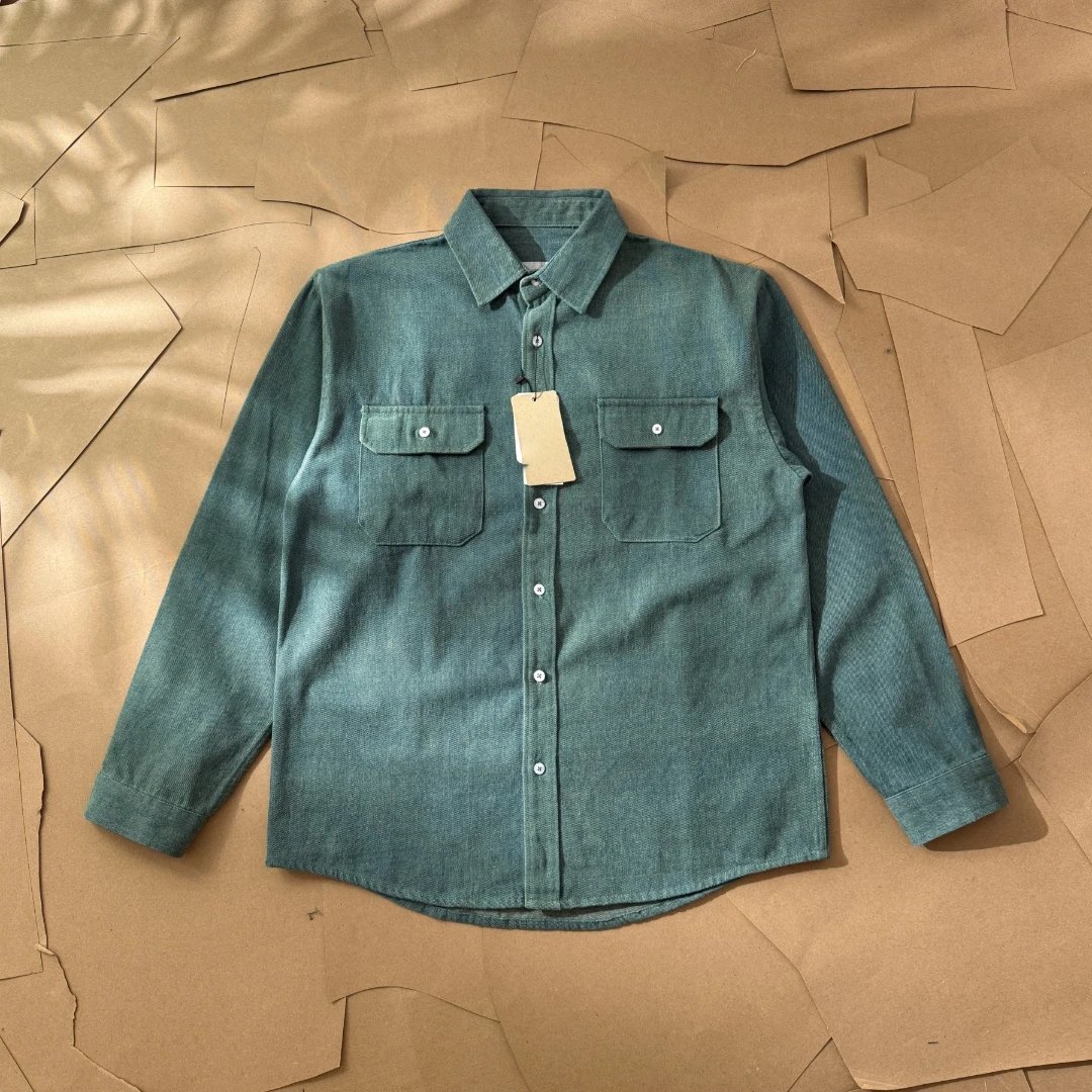 Two-Pocket Washed Denim Work Shirt