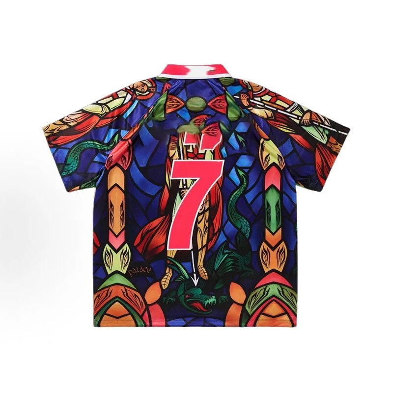 Printed Color-Block Short Sleeve Football Jersey
