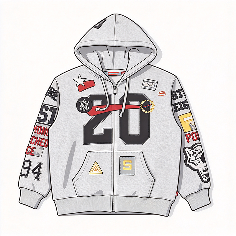 Warriors Appliqué Zip Up Hooded Sweatshirt photo 2