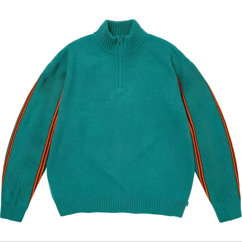 Jacquard Sleeve Half-Zip Sweater photo 4