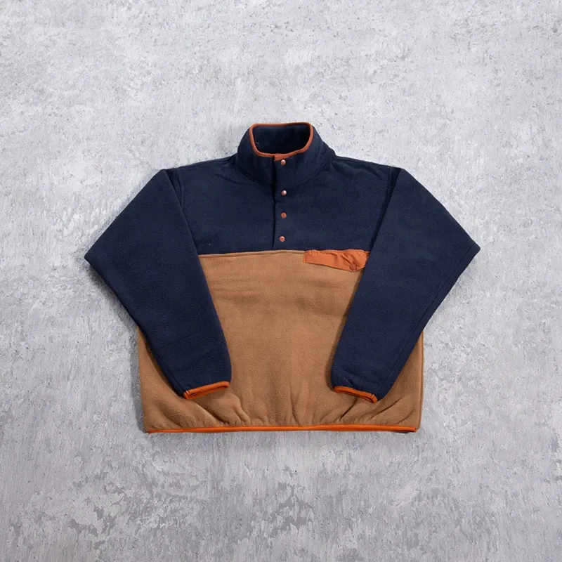 Fleece Button Stand Collar Jacket