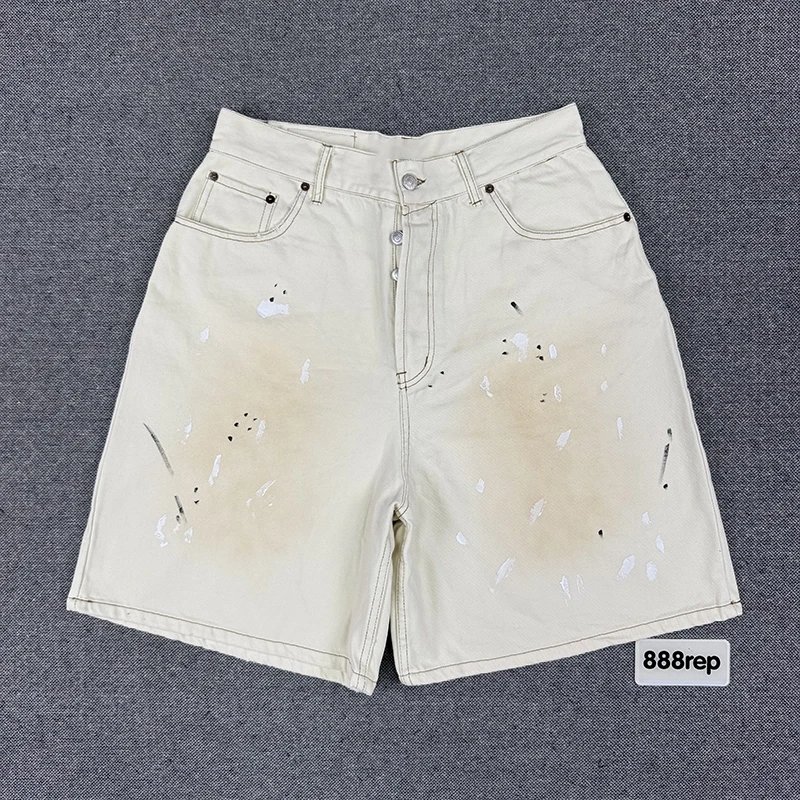 Ink Splatter Vintage Washed Denim Shorts