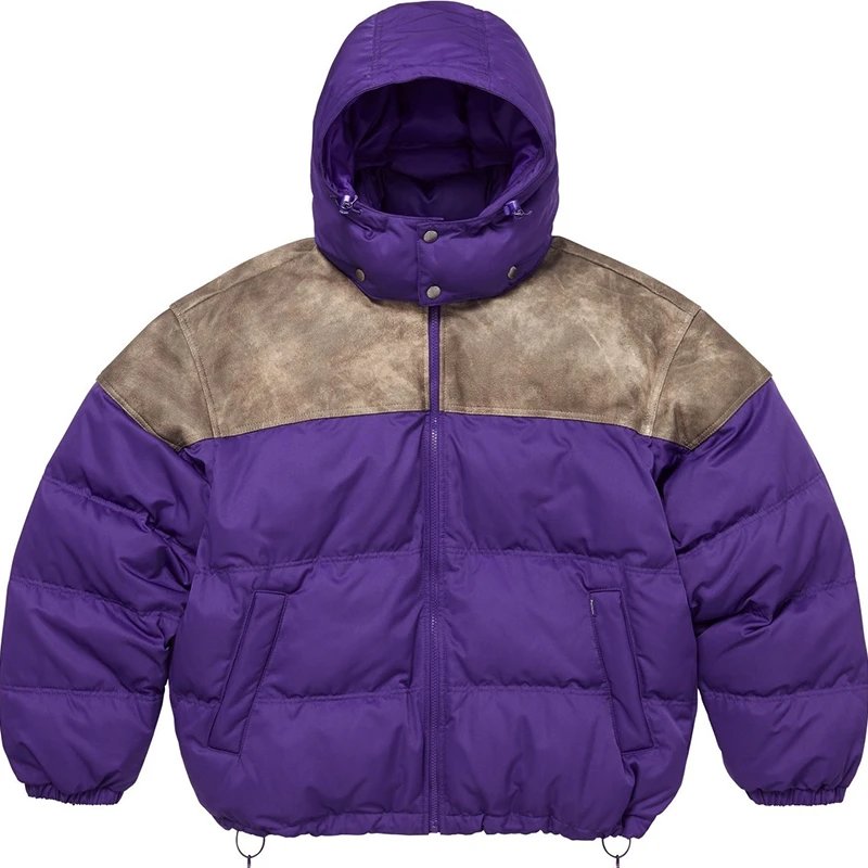 Leather Yoke Puffer Jacket