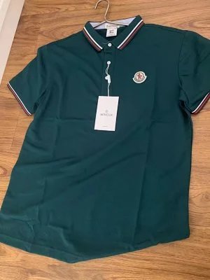 Moncler Moncler Green Polo Shirt with Contrast Trim Green