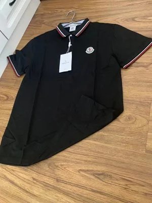 Moncler Moncler Black Polo Shirt with Red and White Trim Black