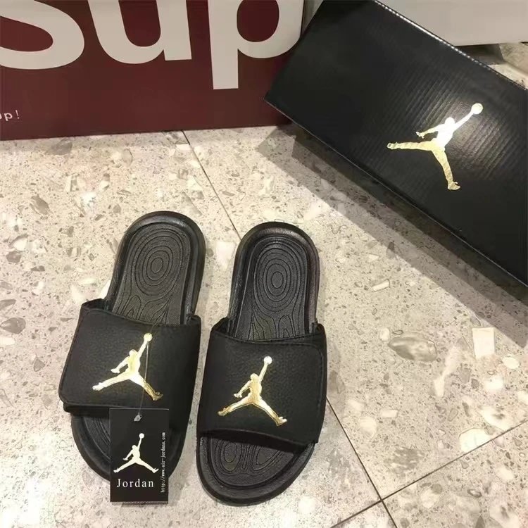 Jordan Jordan Brand Black and Gold Slide Sandals Black
