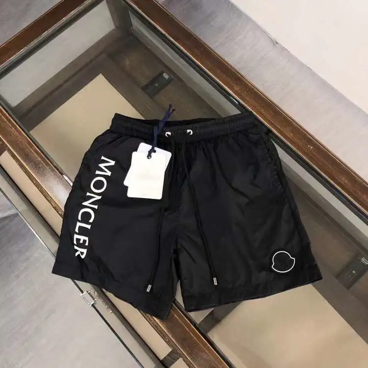Moncler Quick-Drying Nylon Beach Shorts with Vertical Side Lettering