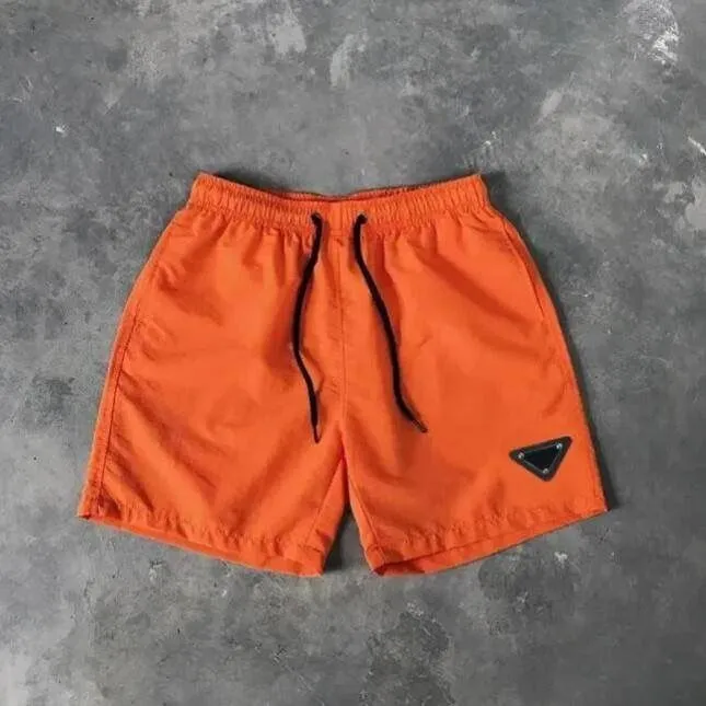Prada Orange Nylon Quick-Drying Beach Shorts with Triangle Logo