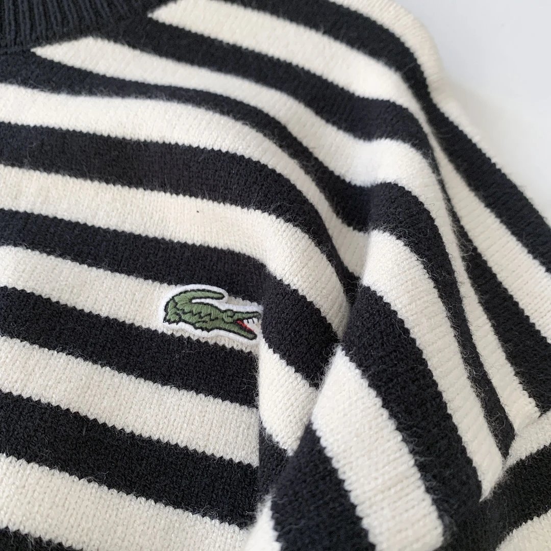 Lacoste Striped Crewneck Sweater Black and White product detail 6 in Litbuy spreadsheet finds