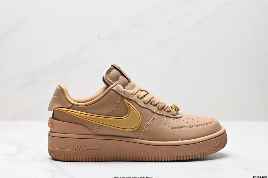 Nike Air Force 1 Cream Brown Platform Sneakers