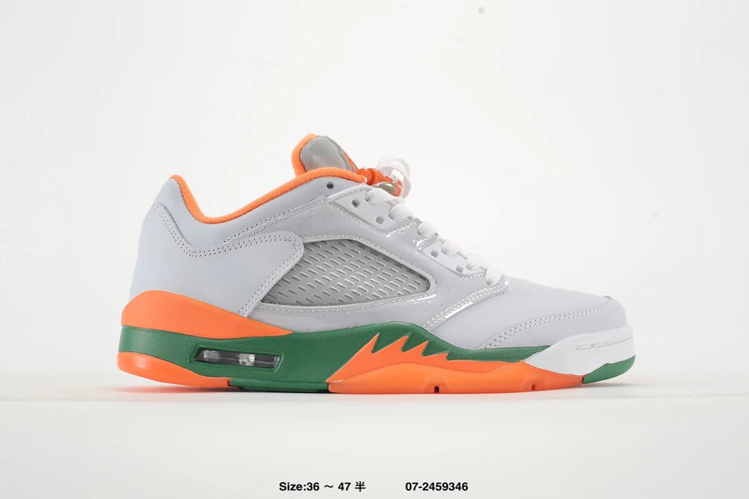 Air Jordan 5 Retro Low White Orange Green Sneakers