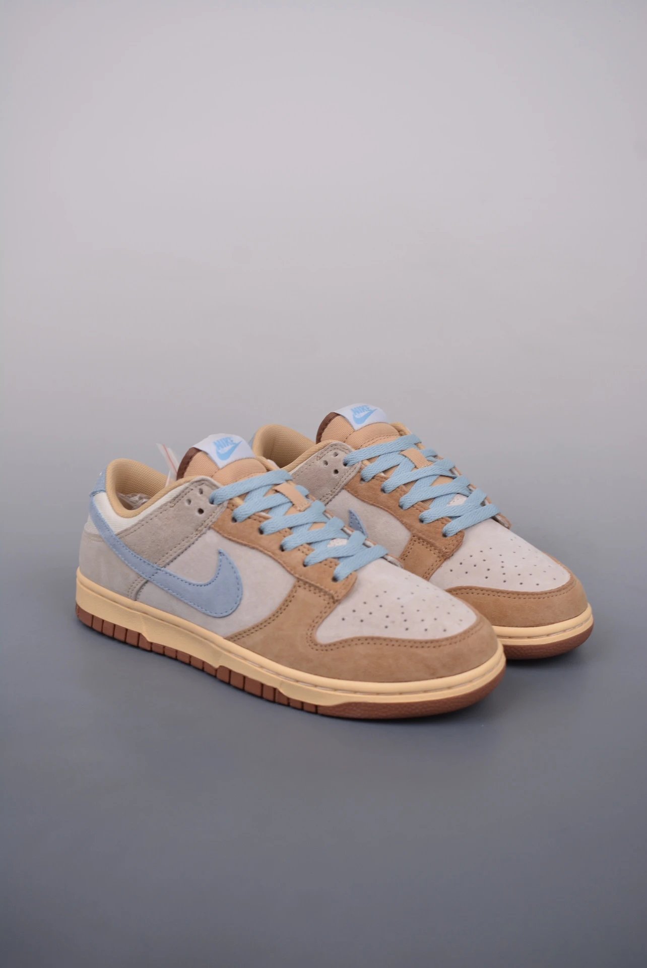 Nike Dunk Low Beige Blue Suede Skate Shoes