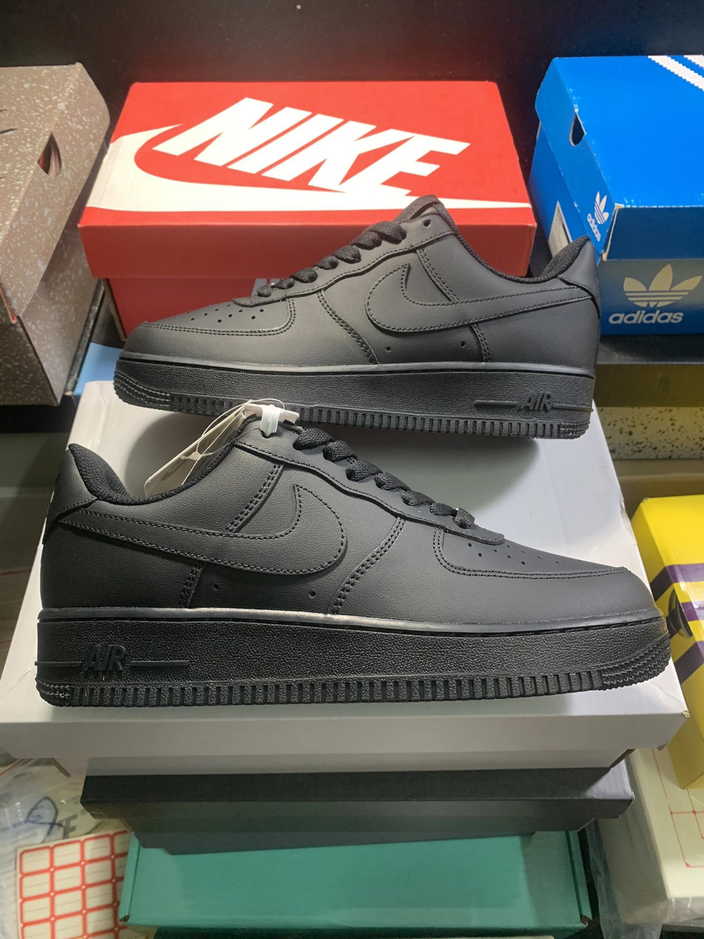 Nike Air Force 1 Black Leather Casual Sneakers Unisex
