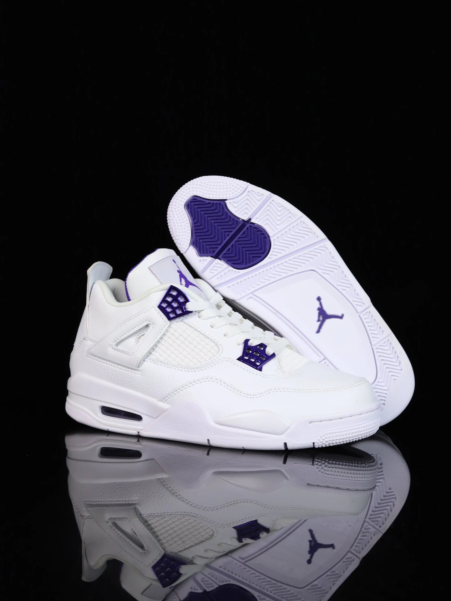 Air Jordan 4 White Purple Retro Basketball Sneakers