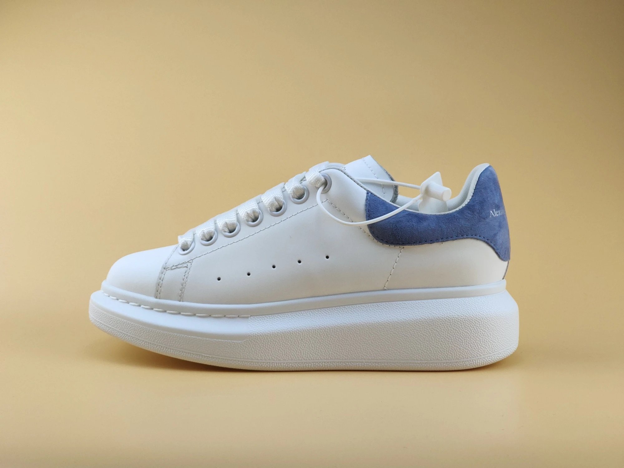 Alexander McQueen White Blue Platform Leather Sneakers