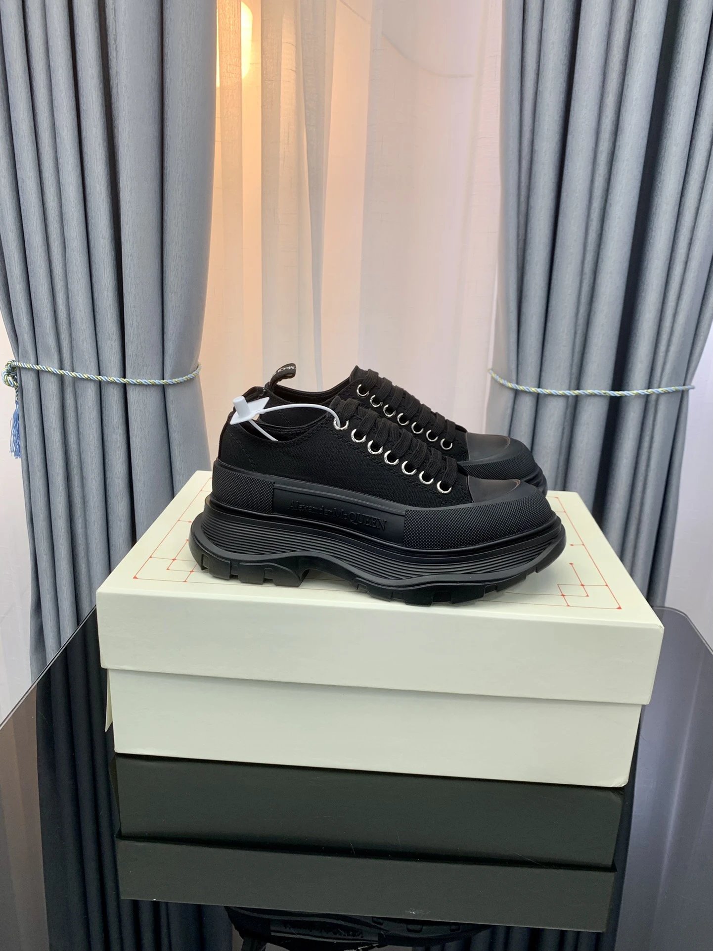 Alexander McQueen Tread Slick Black Platform Sneakers