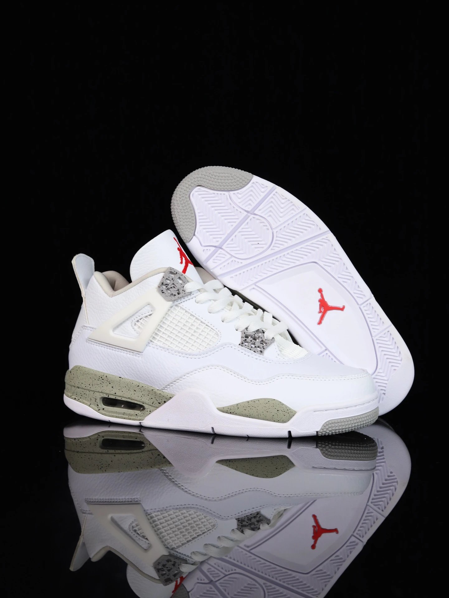 Air Jordan 4 White Cement Retro Basketball Sneakers