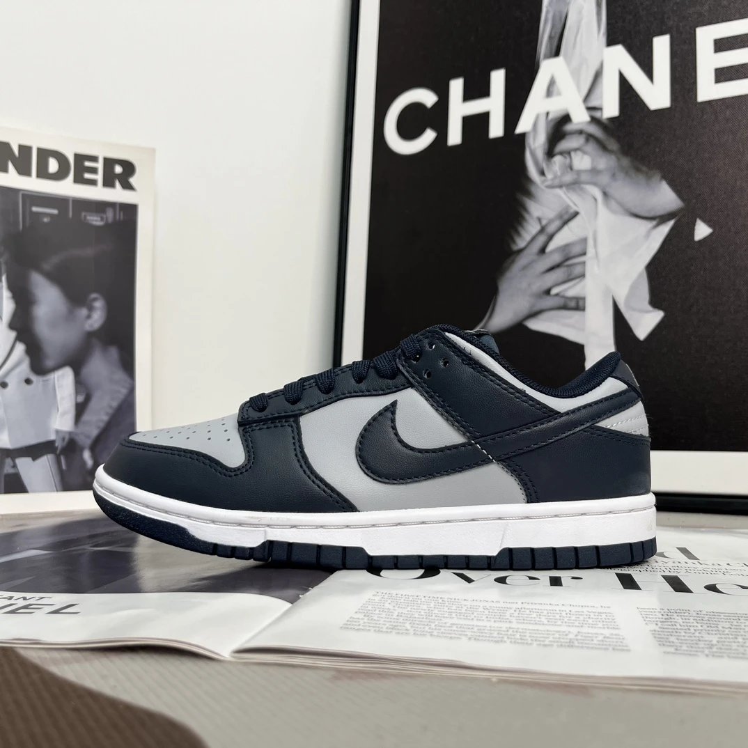 Nike Dunk Deep Blue Grey Leather Skate Shoes