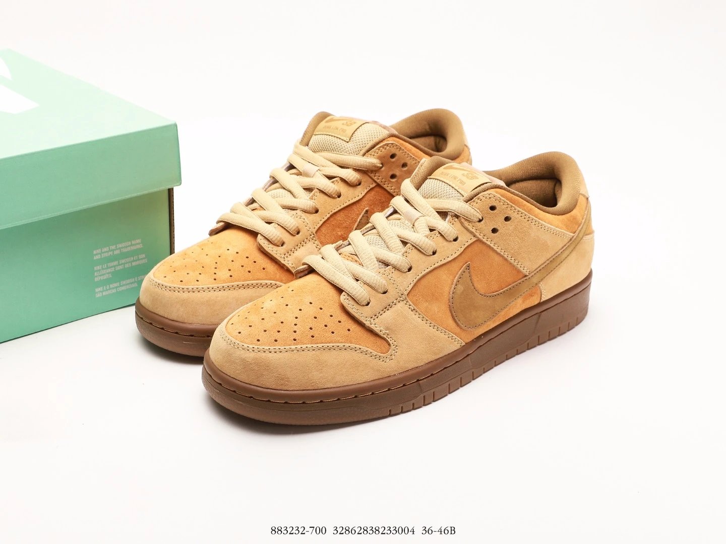 Nike Dunk Low Wheat Brown Suede Skate Shoes