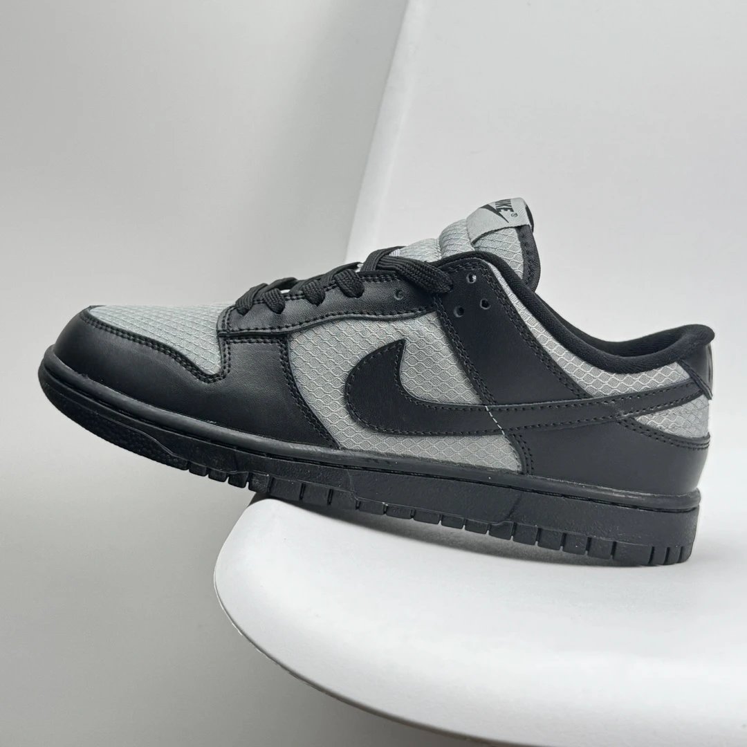 Nike Dunk Low Black Grey Mesh Leather Sneakers