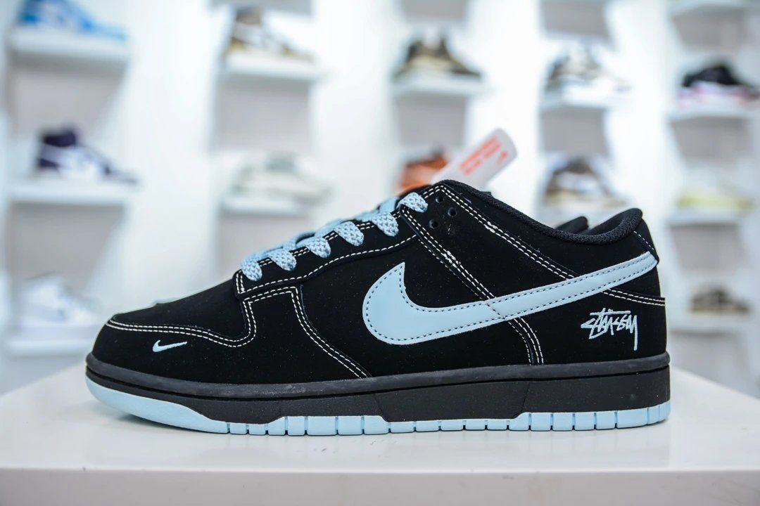 Nike Dunk Low Black Blue Suede Unisex Skate Shoes