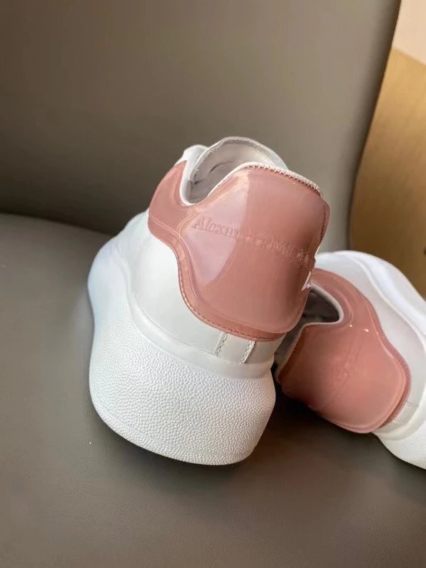 Alexander McQueen White Pink Oversized Leather Sneakers